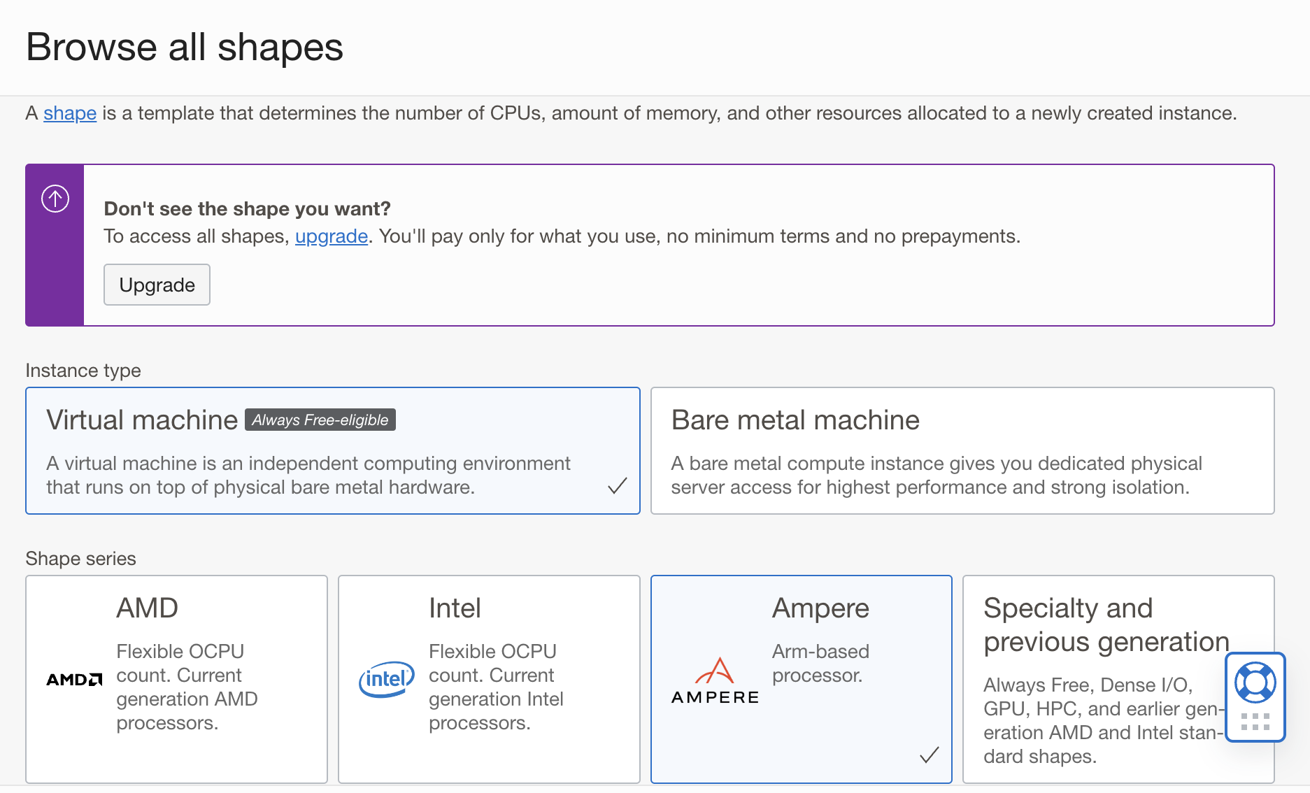 Screenshot of Oracle instance dashboard